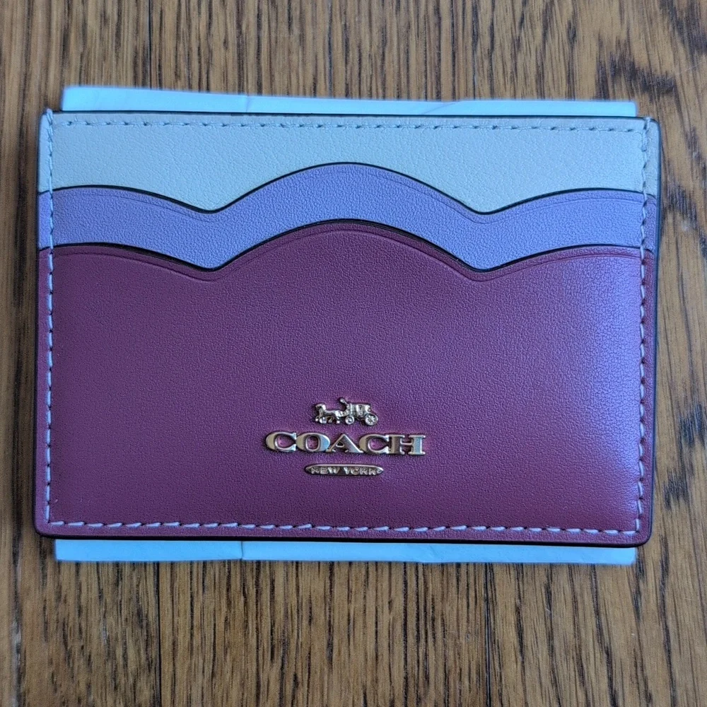 NWT Coach Petal Card Case Women's Leather Wallet